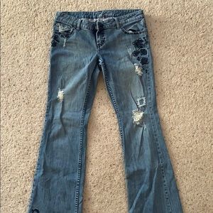 American Eagle Floral Embroidered Jeans